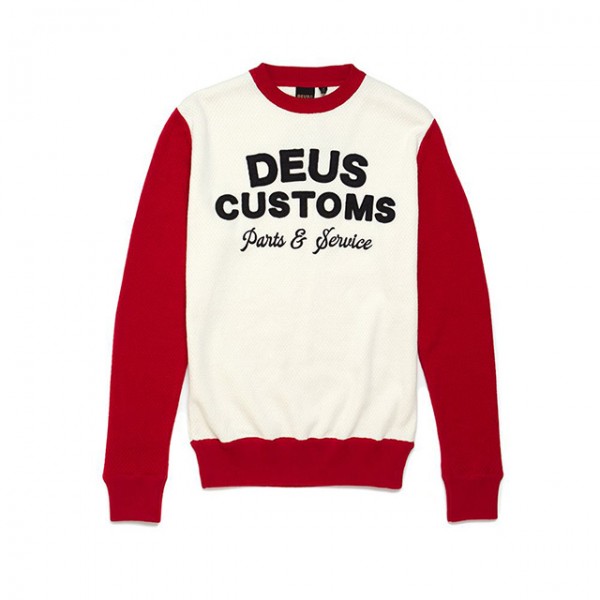 DEUS EX MACHINA sweatshirt Charleys Moto Knit in red