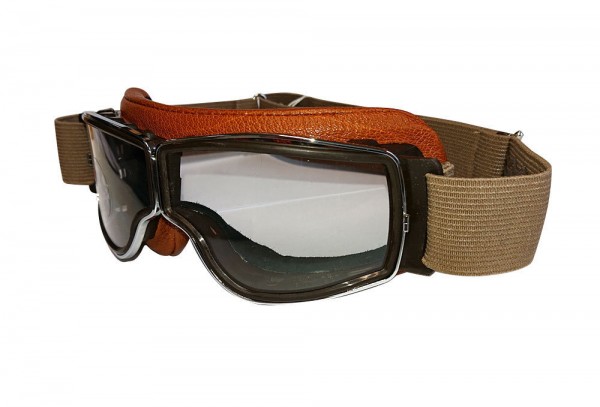 AVIATOR T2 Motorcycle Goggles in camel chrome clear