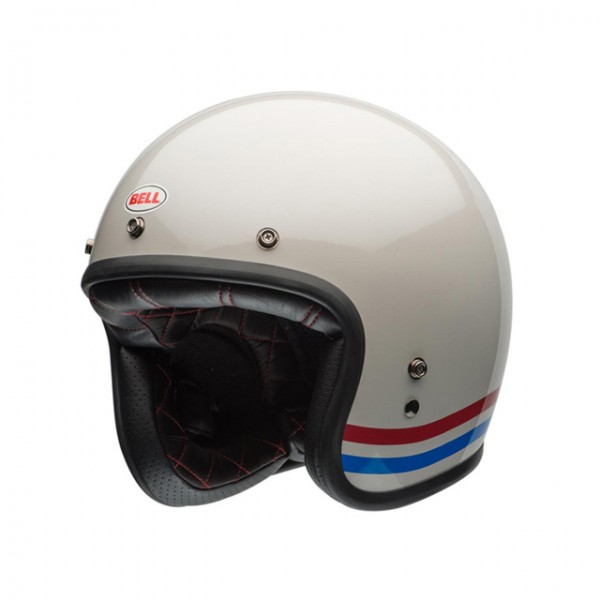 BELL Open Face Helmet Custom 500 DLX Stripes Pearl White with ECE