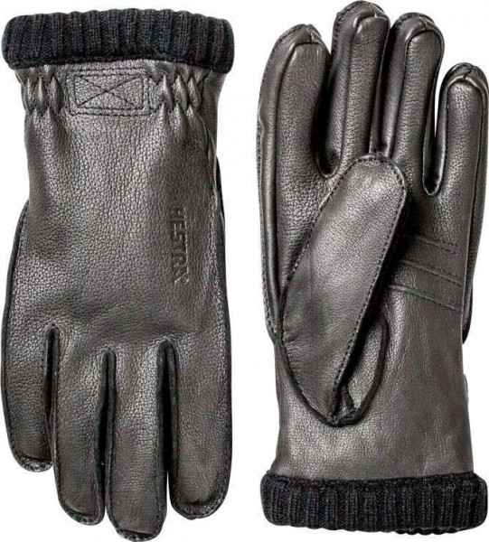 HESTRA Gloves Deerskin Primaloft Rib black - deerskin gloves warm