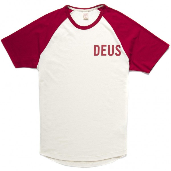 DEUS EX MACHINA T-Shirt Ringer Raglan Tee - off white &amp; red