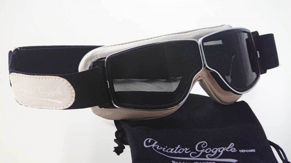 AVIATOR T2 Retro Goggles in beige chrome and clear