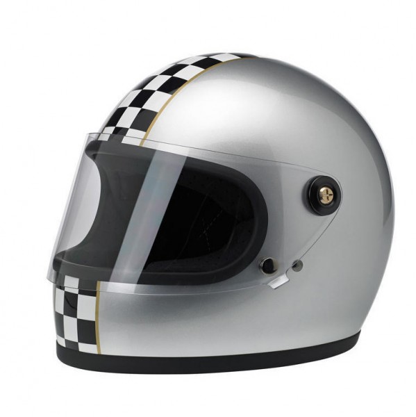 BILTWELL Gringo-S LE Checkered silver with visor - DOT