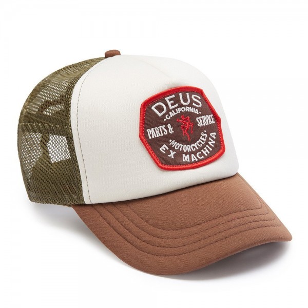 DEUS EX MACHINA Hat Quebec Trucker - brown, olive &amp; off-white