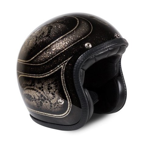 SEVENTIES Superflakes Black Lace Motorcycle Helmet