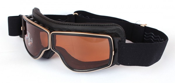 AVIATOR Vintage Motorcycle Goggles T2 black gold brown