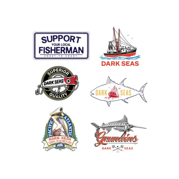 Dark Seas Division Sticker Fishing Series 6 piece