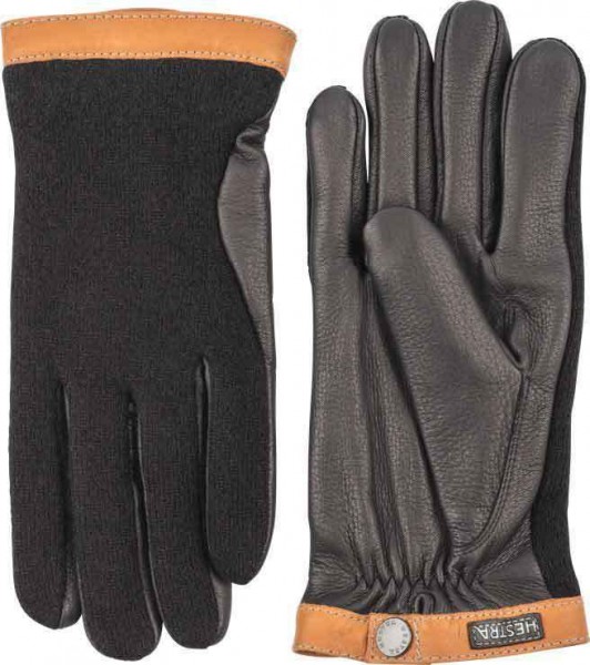 HESTRA Gloves Deerskin Wool Tricot - black &amp; black