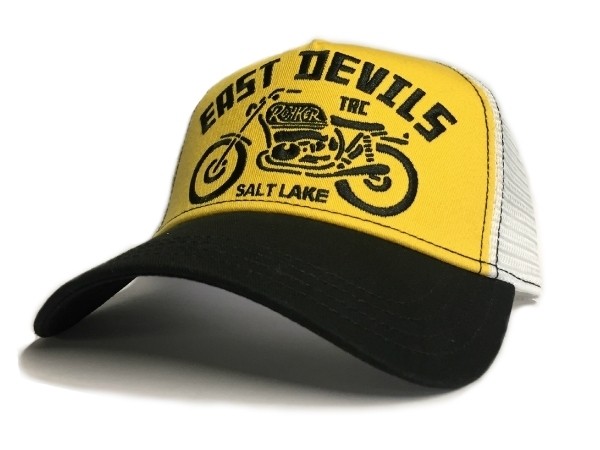ROKKER hat - &quot;East Devils Trukker&quot; - yellow/white