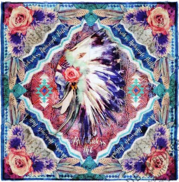 RUDE RIDERS Scarf Psychedelic Indian - 140 x 130 cm