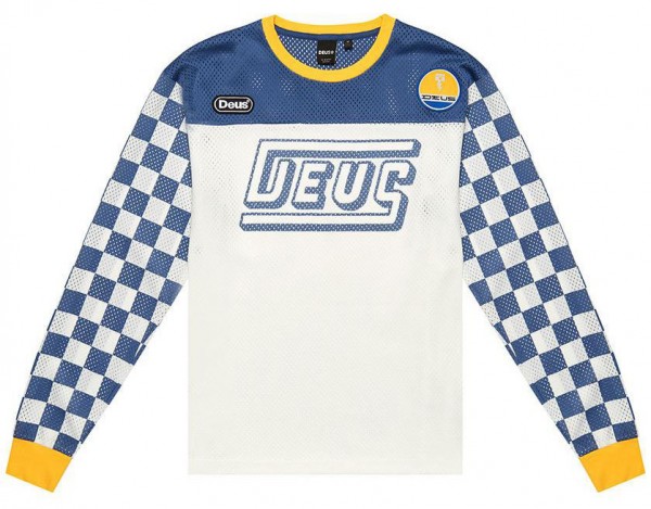 DEUS EX MACHINA Moto Jersey Chex white, blue & yellow